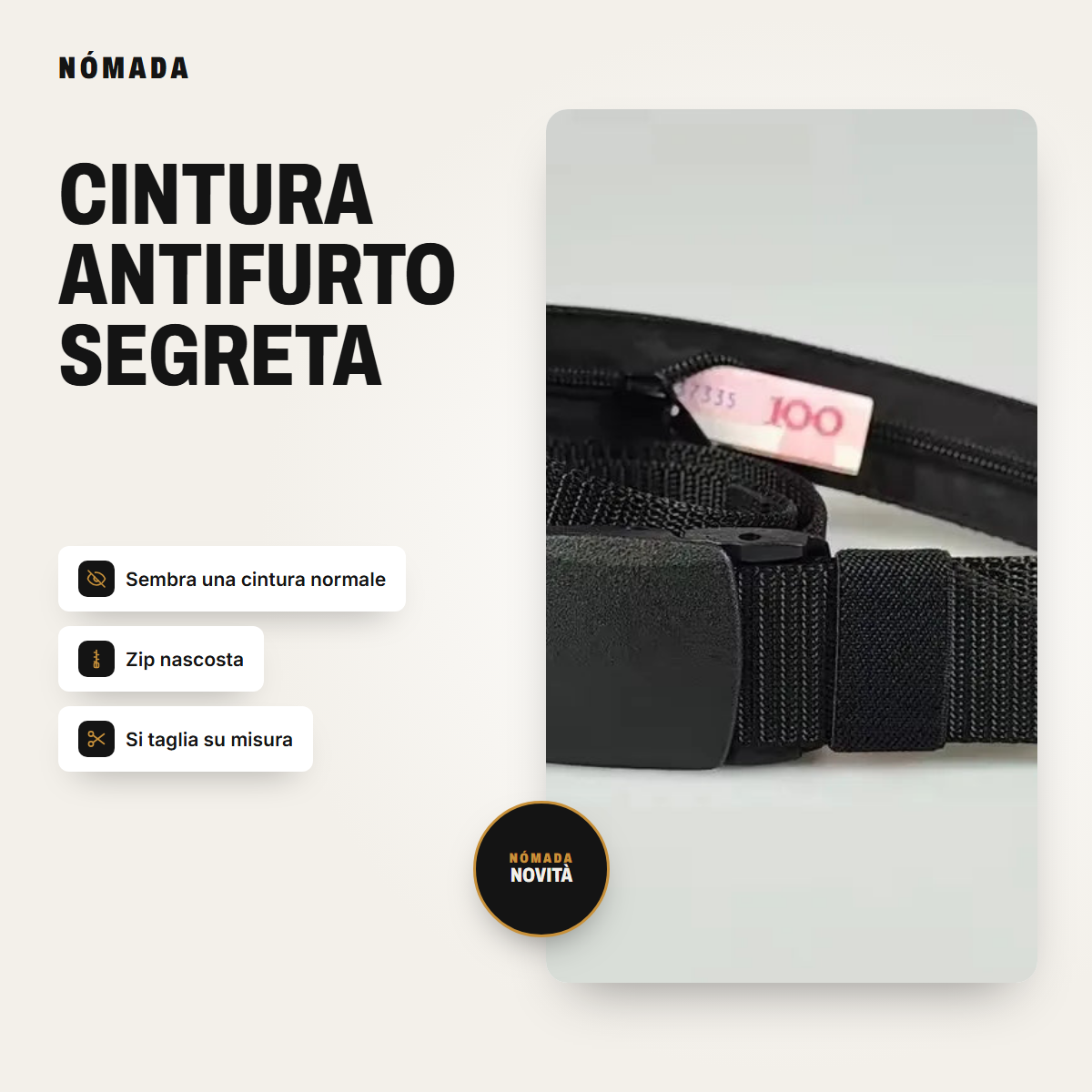Cinturón oculto antirrobo Nómada