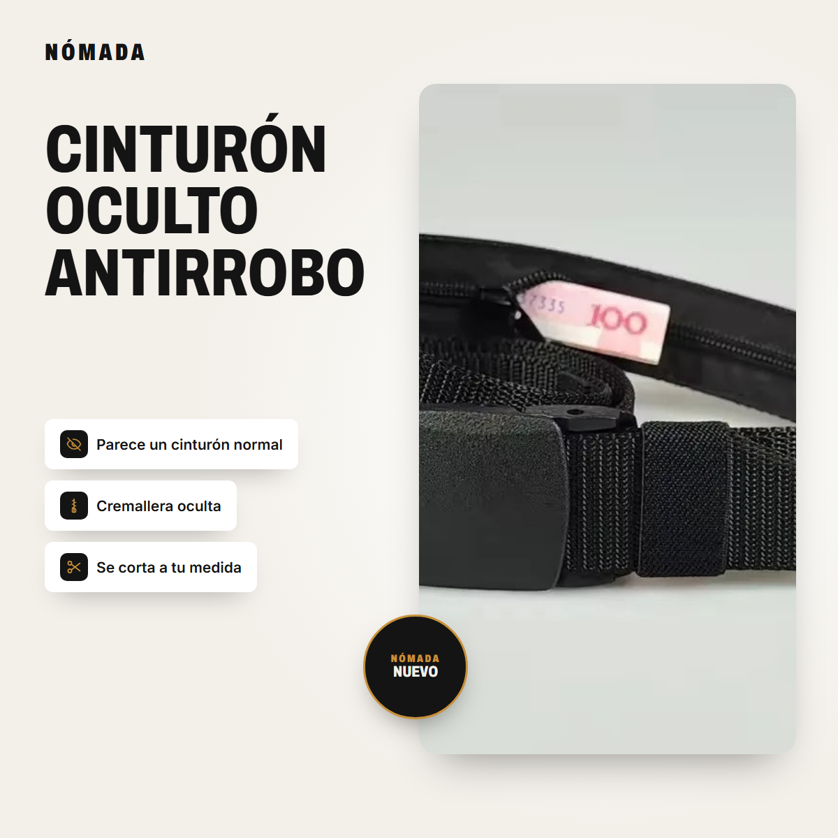 Cinturón oculto antirrobo Nómada